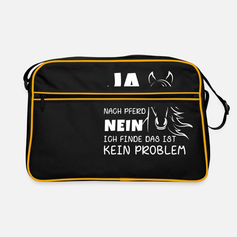 Rieche nach Pferd - Retro Tasche - Schwarz/Gold