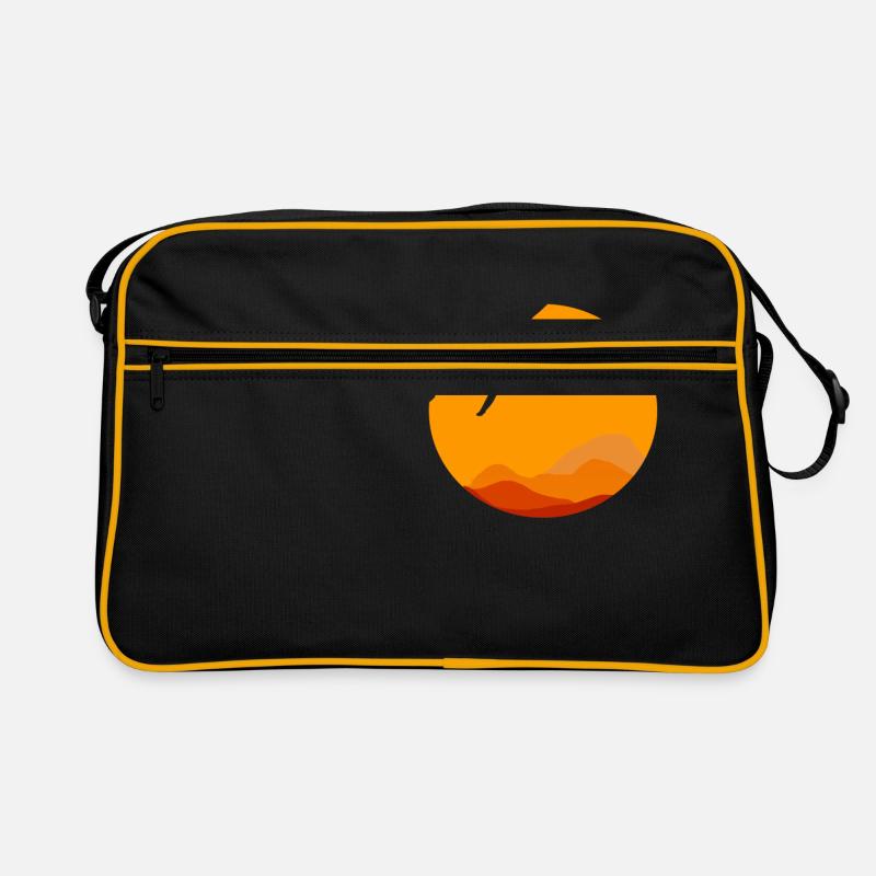 Klettern vor Sonnenuntergang Sonne Berg Geschenk - Retro Tasche - Schwarz/Gold