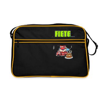 Feuerwehr Fiete Geschenk - Retro Tasche - Schwarz/Gold - Vorne