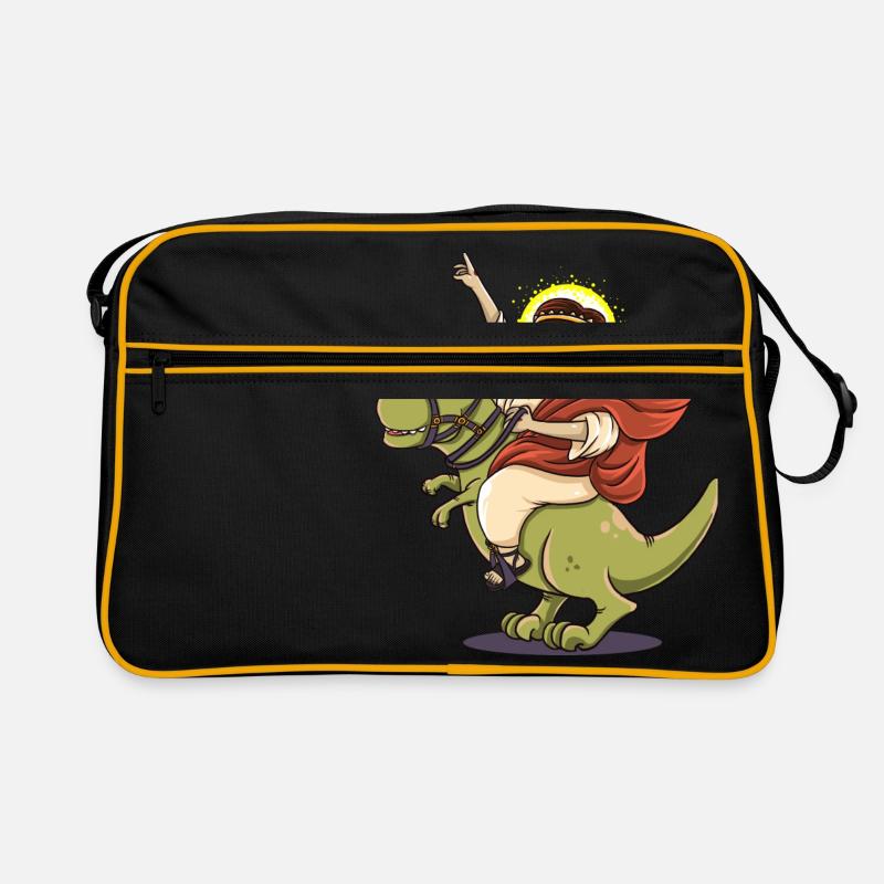 Dinosaure Jésus drôle de naissance cadeau T-Rex - Sac Retro - noir/or