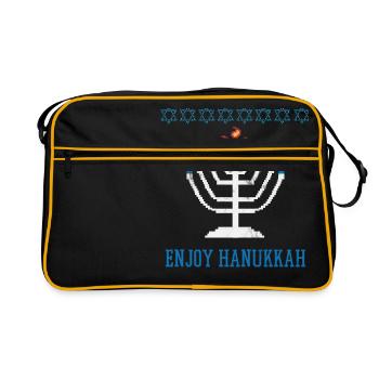 Ugly Hanukkah, Hanukkah, Festival of Lights, Gift - Retro Bag - black/gold - Front
