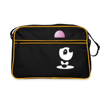 panda with baloon - Retro Tasche - Schwarz/Gold - Vorne