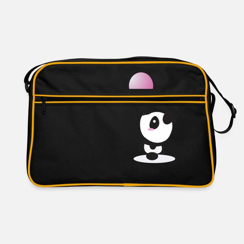 panda avec baloon - Sac Retro - noir/or