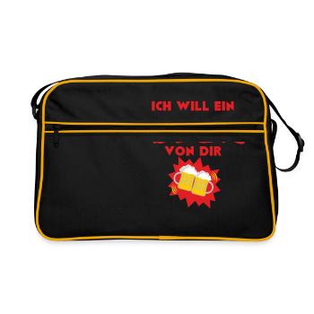 Bier aus Hopfen und Malz garantiert schönen Rausch - Retro Tasche - Schwarz/Gold - Vorne