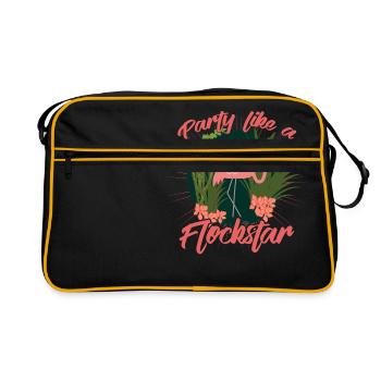 Party Flamingo like a Flockstar - Retro Bag - black/gold - Front