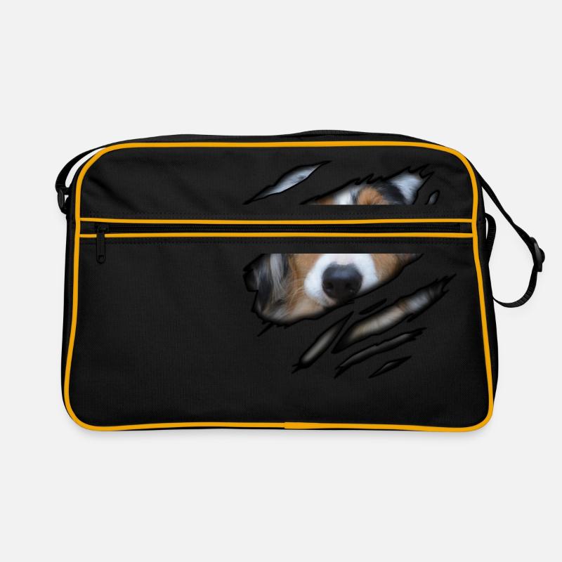 Australian Shepherd in mir - Retro Tasche - Schwarz/Gold