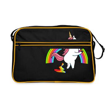 Pooping licorne arc-en-ciel - Sac Retro - noir/or - Devant