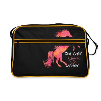 shirt de cheval pour les filles femmes belle Proverbe - Sac Retro - noir/or - Devant