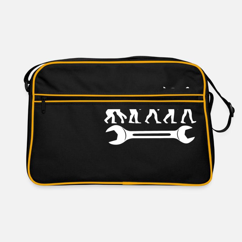 Evolution T-Shirt Mechanic Spanner Tool Retro Bag