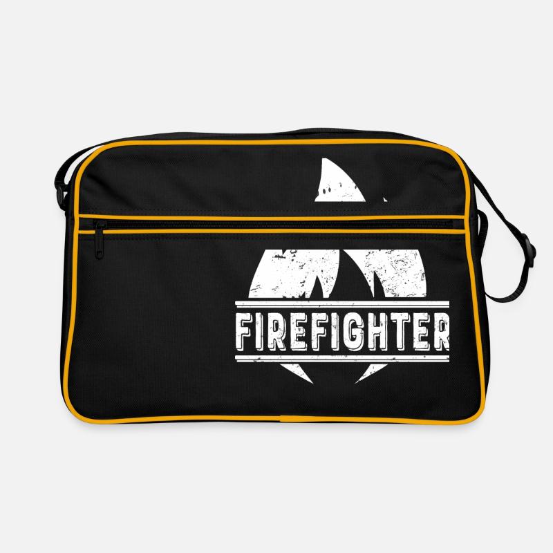 Firefighter Firefighting Feuer Feuerwehr Brand - Retro Tasche - Schwarz/Gold