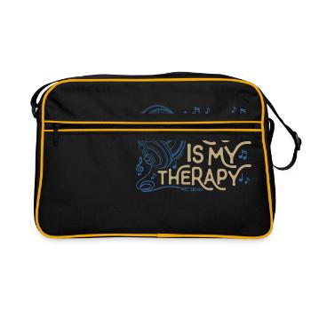 Die Musik ist meine Therapy Leben - Retro Tasche - Schwarz/Gold - Vorne