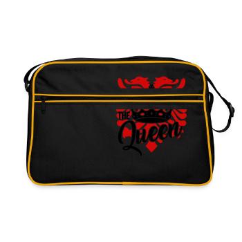 albanischer adler für eine albanische queen - Retro Tasche - Schwarz/Gold - Vorne