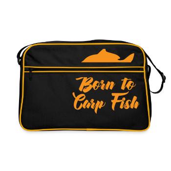 Angler - Angelsport - Karpfen - Geschenk - Retro Tasche - Schwarz/Gold - Vorne
