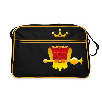 King owl with scepter - Retro Bag - black/gold - Front