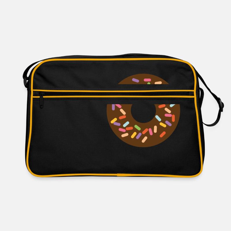 Farbenfroher Donut so lecker! - Retro Tasche - Schwarz/Gold