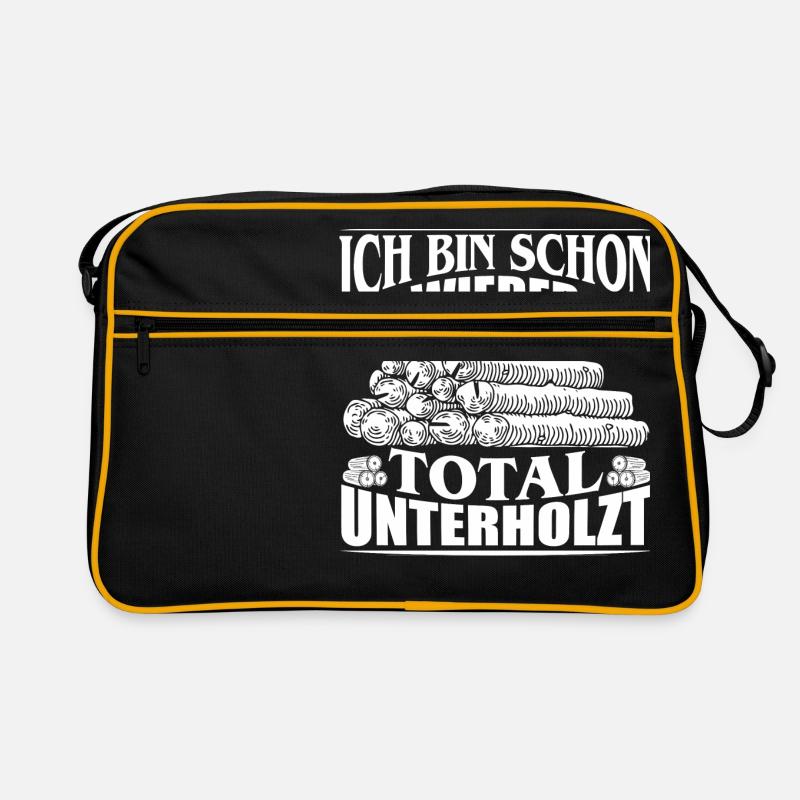 HOLZ SÄGE KETTENSÄGE GESCHENK WALD FÖRSTER BERUF Retro Tasche