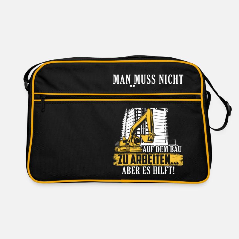Bauarbeiter · Baustelle · Bagger · Verrückt sein - Retro Tasche - Schwarz/Gold