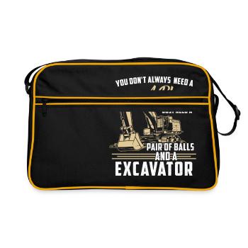 Construction worker · Construction site · Excavator · No plan - Retro Bag - black/gold - Front