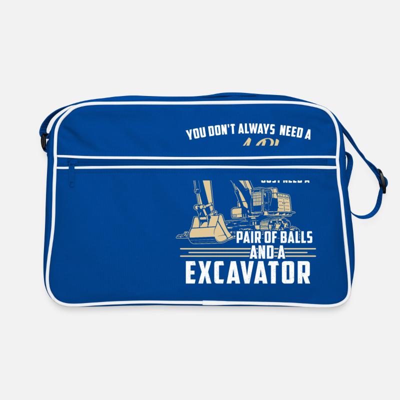 Travailleur de la construction · Chantier de construction · Excavatrice · Aucun plan Sac Retro