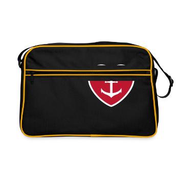 Coeur avec ancre - ancre avec coeur - Sac Retro - noir/or - Devant