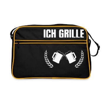 ich grille du holst bier - Retro Tasche - Schwarz/Gold - Vorne