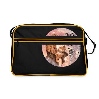 Lion at the Microphone Let's Rock - Retro Bag - black/gold - Front