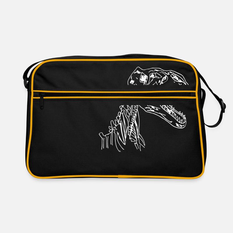 Dinosaurier Skelett Illustration - Retro Tasche - Schwarz/Gold