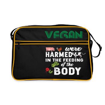 Veganer Vegetarier Tierschutz Geschenkidee - Retro Tasche - Schwarz/Gold - Vorne
