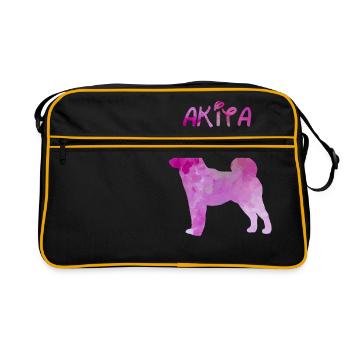 Akita in watercolor - Retro Bag - black/gold - Front