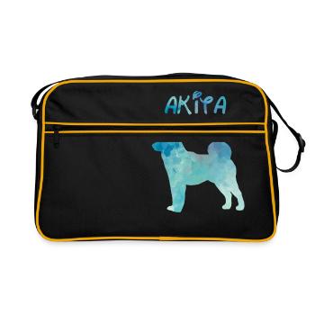 Akita in watercolor - Retro Bag - black/gold - Front