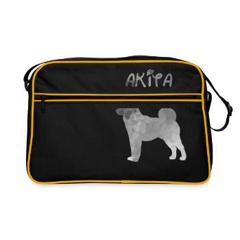 Akita in watercolor - Retro Bag - black/gold - Front
