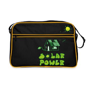 Énergie verte Cadeau Climat Terre Solaire Énergie solaire - Sac Retro - noir/or - Devant