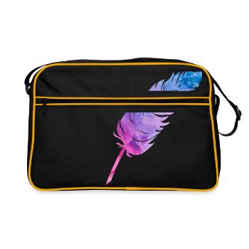 Plume colorée dans des tons violets - Sac Retro - noir/or - Devant