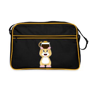 Hamster Kaffee Kaffeekanne - Retro Tasche - Schwarz/Gold - Vorne