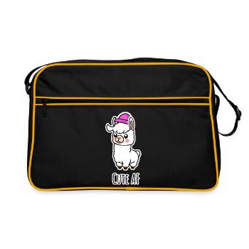 Cute AF Llama Baby or Alpaca - Retro Bag - black/gold - Front