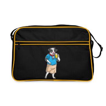 Kuh Bier - Retro Tasche - Schwarz/Gold - Vorne