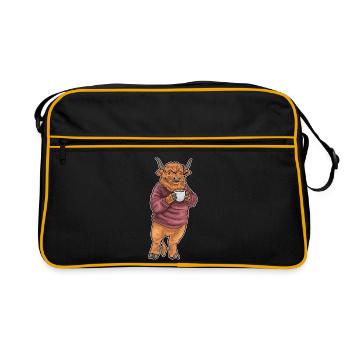 Hochlandrind Kaffee Tasse - Retro Tasche - Schwarz/Gold - Vorne
