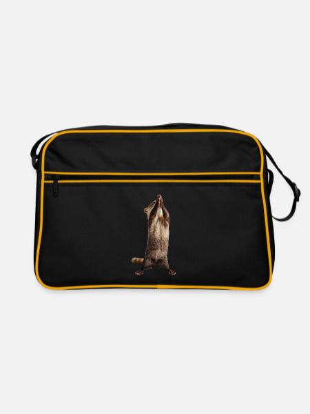 Frettchen - Retro Tasche - Schwarz/Gold - Vorne