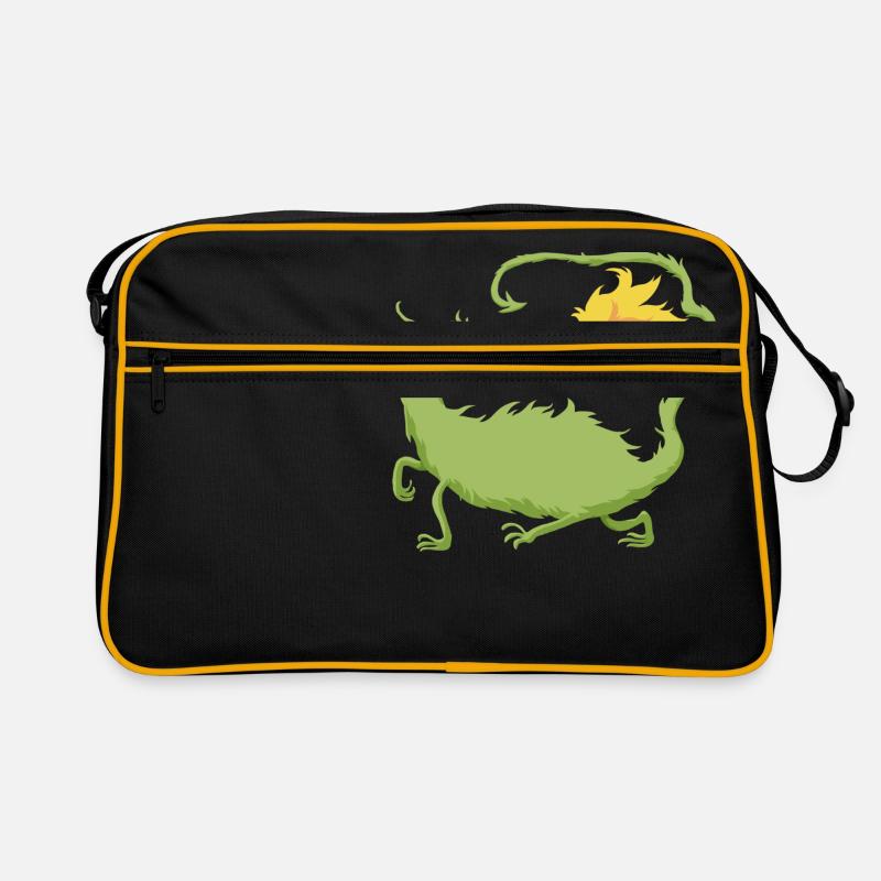 Feuerdrache - Retro Tasche - Schwarz/Gold