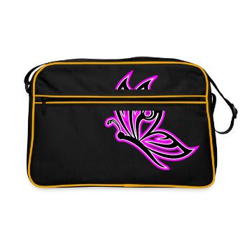 Schmetterling Pink - Retro Tasche - Schwarz/Gold - Vorne