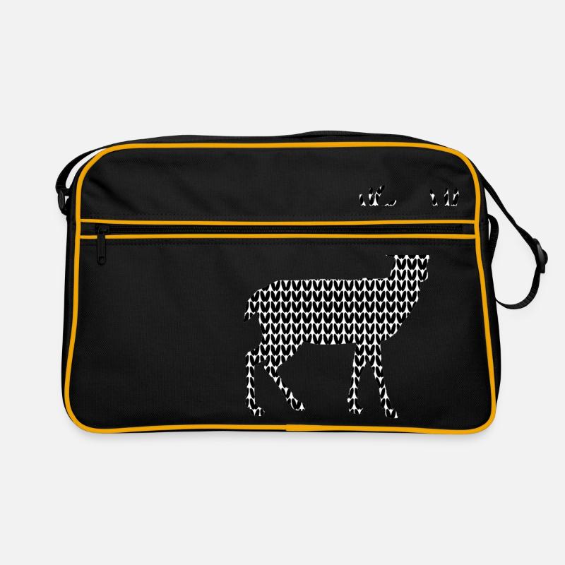 Rentier Strick Optik Weihnachtspullover Tracht Retro Tasche