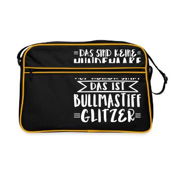 Das ist Bullmastiff Glitzer - Retro Tasche - Schwarz/Gold - Vorne