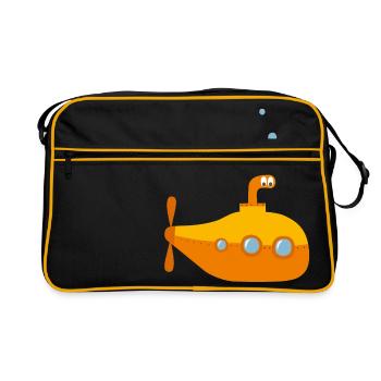 Unterwasser Comic U-Boot - Retro Tasche - Schwarz/Gold - Vorne