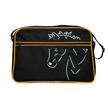 Pferdekopf - Retro Tasche - Schwarz/Gold - Vorne