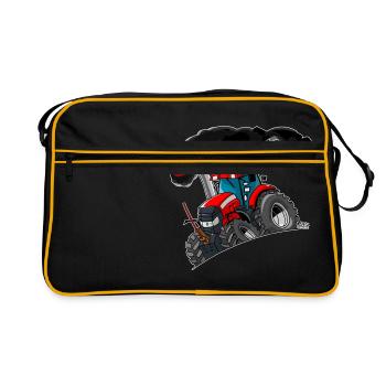 RED TRACTOR white border - Retro Bag - black/gold - Front