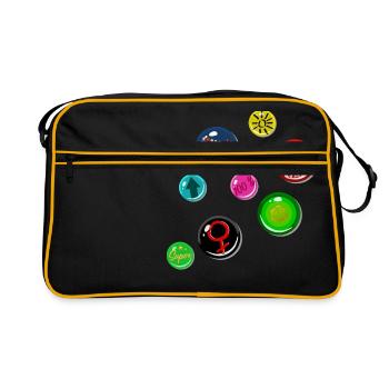 Pin Fake Buttons Girl Girl Power - Retro Bag - black/gold - Front