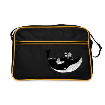 Fjord, Norwegen, Skandinavien, Geschenk - Retro Tasche - Schwarz/Gold - Vorne
