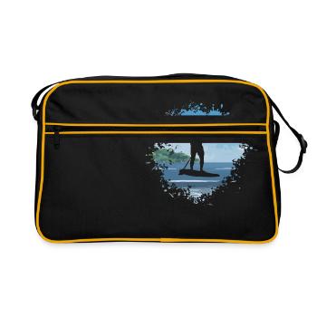 Stand Up Paddle, SUP, Surfing, Water; Summer Sea - Retro Bag - black/gold - Front