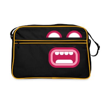 Visage tiki surpris choqué - Sac Retro - noir/or - Devant