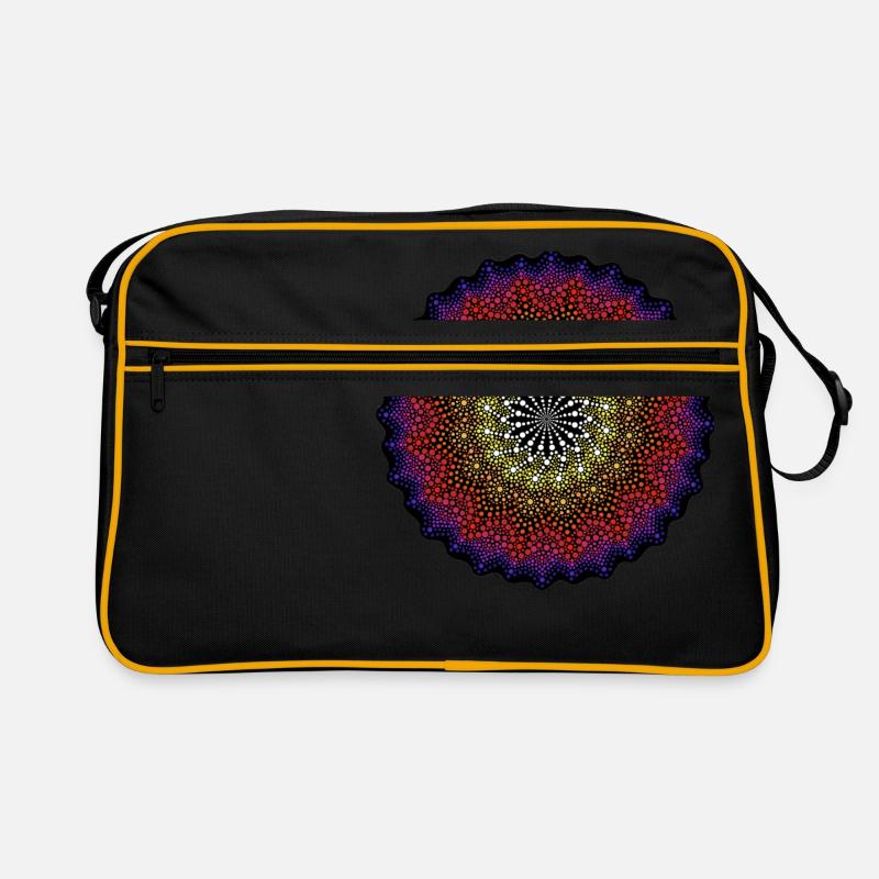 Dotted Mandala - Retro Tasche - Schwarz/Gold
